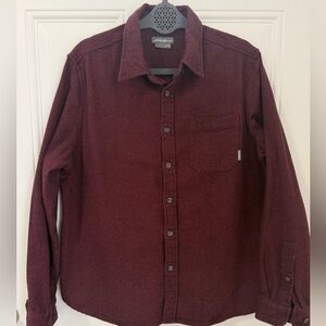 Eddie Bauer Burgundy Herringbone Flannel Shirt Men’s Large